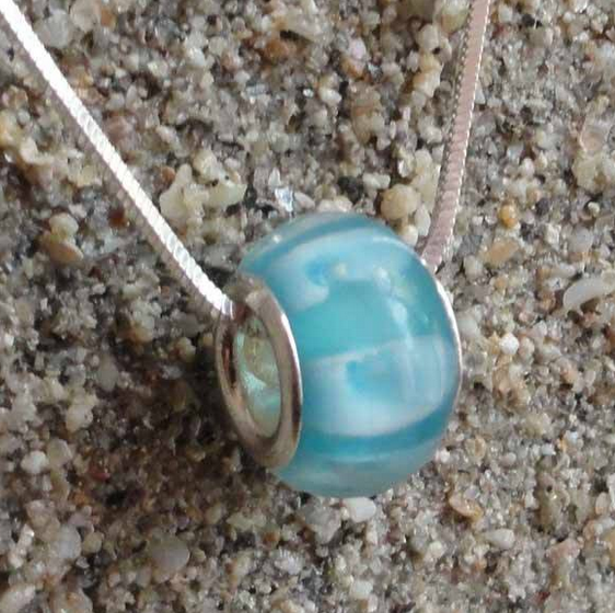 Collier perle verre bleue pandora tendance | ART des ILES.com